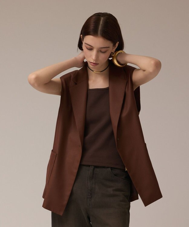 GRACE CONTINENTAL チュールオーバーベスト ブラウン