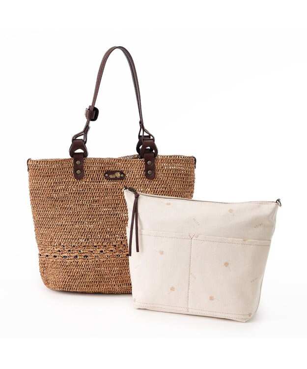 IBIZA ラフィア　セミショルダーバッグ 濃茶