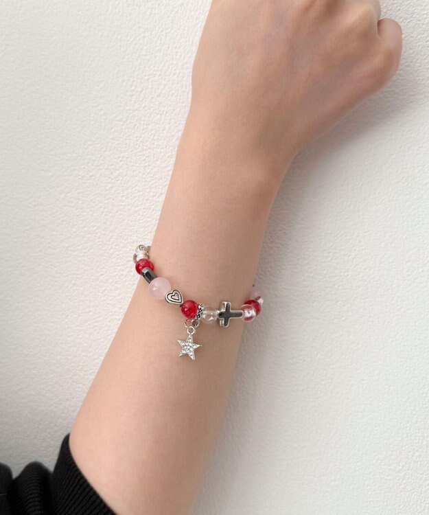 WEGO Lビーズチャームブレス ライトピンク