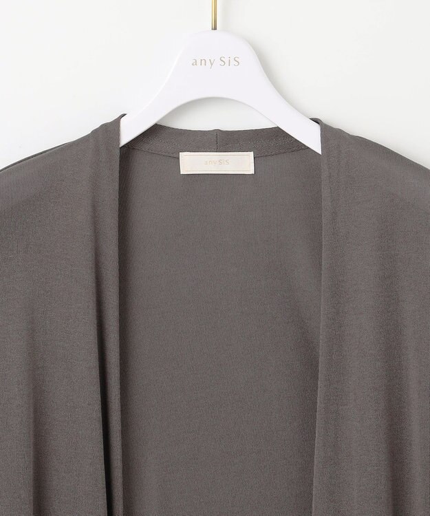 ANY SIS 【洗える】サラサラ着流し カーディガン チャコール