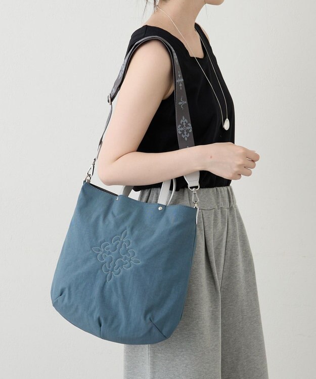 russet 《トートバッグ人気NO.1モデル》スリム2WAYトートバッグ <ナイロン>(CE-1404-WEB) BlueGray