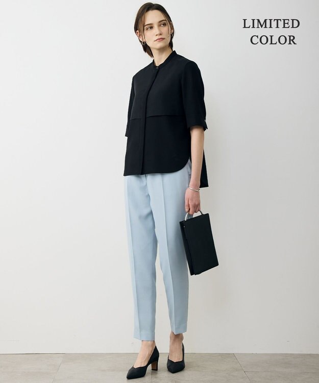 ICB L 【先行予約・WEB限定カラーあり】FluidBackSatin ドロストパンツ サックスグレー［WEB限定・総裏］