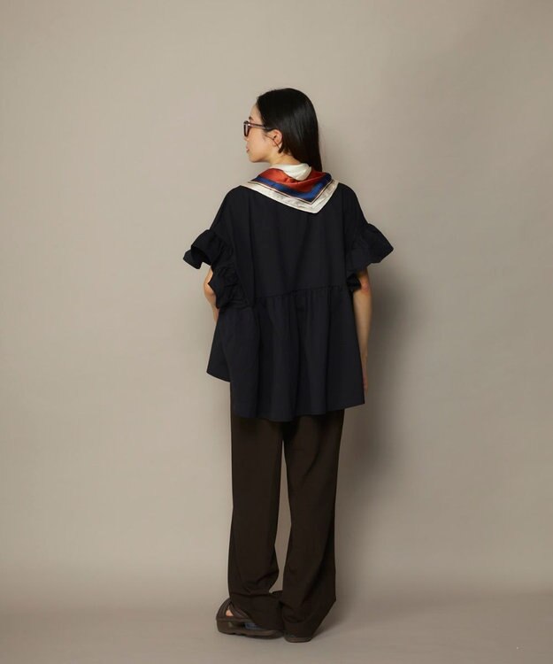 OP／FILA 【Ocean Pacific】らくティブ｜ティアード袖フレアカットソー ブラック