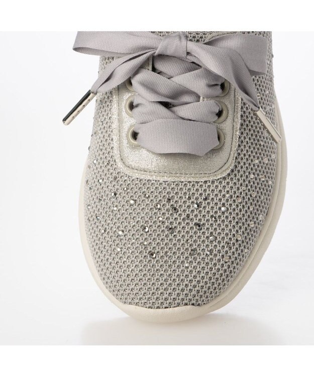 Riz raffinee <Riz raffinee>ラインストーンニットスニーカー ライトグレー
