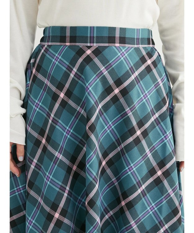 Green Parks ・Ｐｅｔｉｔ　Ｆｌｅｕｒ　バイヤスチェックフレアスカート Green