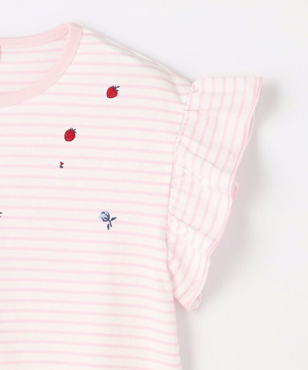 組曲 KIDS 【150-160㎝】 フルーティーボーダーTシャツ ピンク