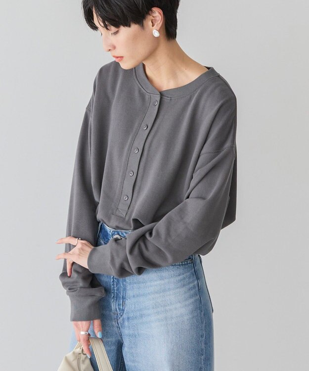 AMERICAN HOLIC ヘンリーネックラウンドミニ裏毛プルオーバー Charcoal Gray