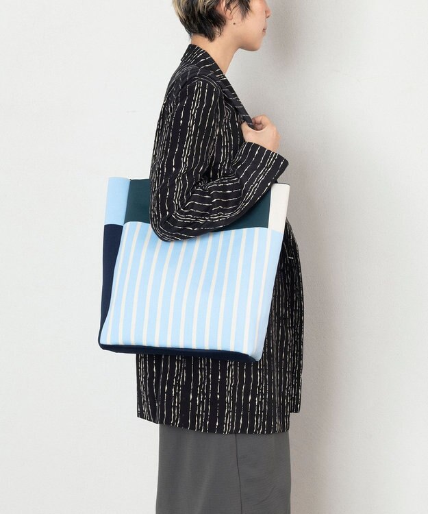 TRICOTE 【PC／A4サイズ】ストライプニットtote bag 32BLUE