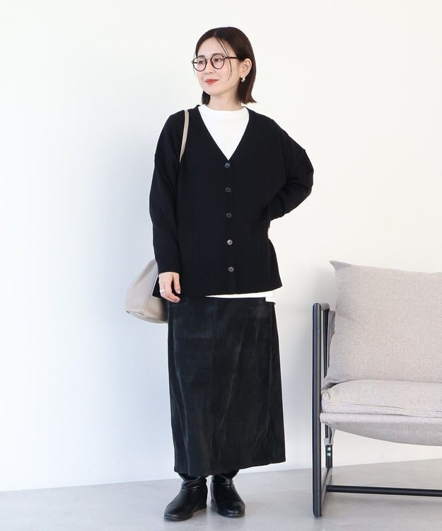 AMERICAN HOLIC 【WEB限定】バイパチVネックルーズカーディガン Black