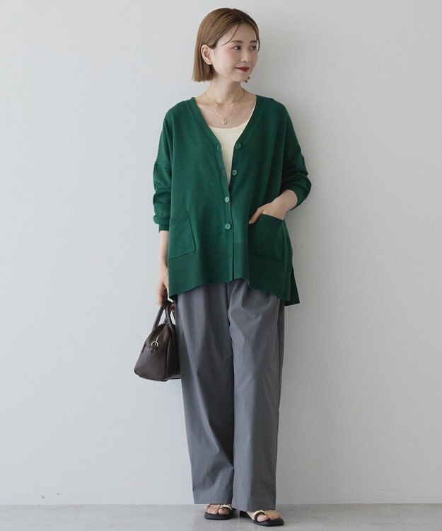 AMERICAN HOLIC 【WEB限定】バイパチVネックルーズカーディガン Green