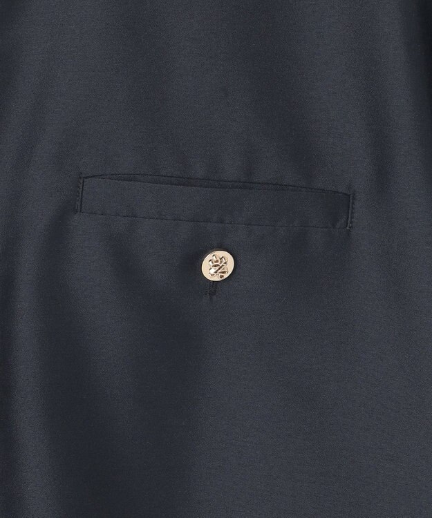 組曲 【洗える・涼感】シアーボイルバンドカラー ブラウス ネイビー系