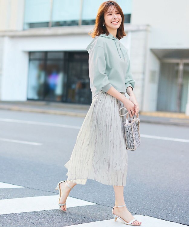 ANY SIS 【2SET】パーカー×マーブルプリントスカート セットアップ ミント系