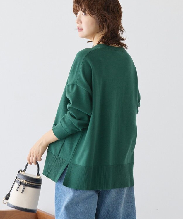 AMERICAN HOLIC 【WEB限定】バイパチVネックルーズカーディガン Green