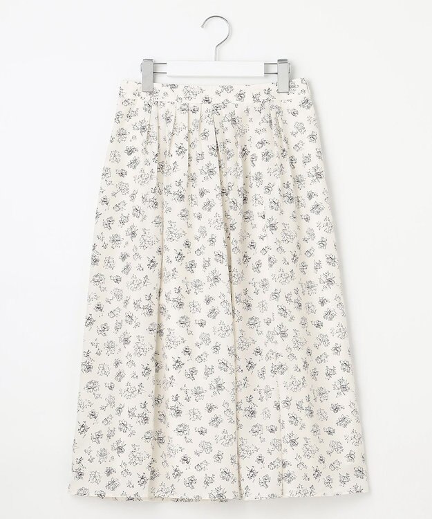 J.PRESS LADIES L 【WEB限定・洗える】ラインフラワープリント タック スカート アイボリー系