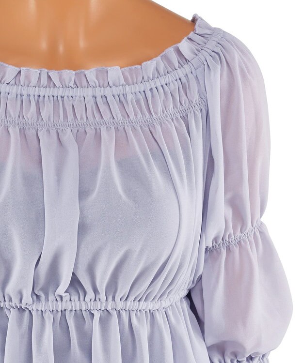 San-ai Resort（三愛水着楽園） パフスリーブトップス付き3点セット水着　9M　【San-ai Resort（サンアイリゾート）】 ブルー×グレー