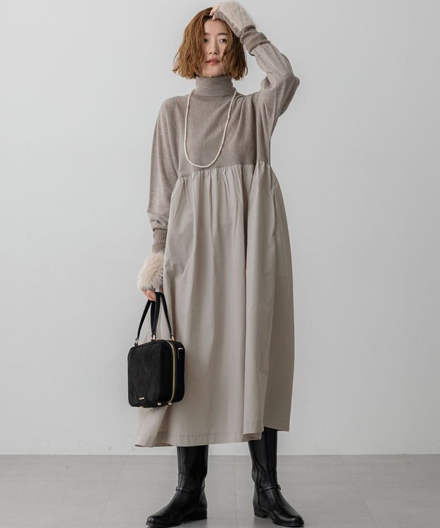 23区 【見上愛さん着用】フェイクファー ニット グローブ ブラウン系