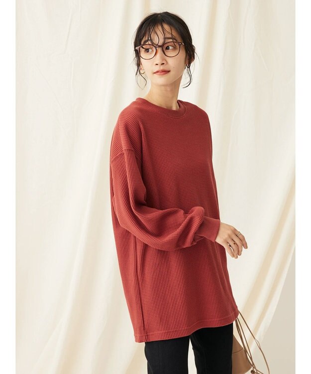 CRAFT STANDARD BOUTIQUE ワッフルレイヤード風プルオーバー Brick Red