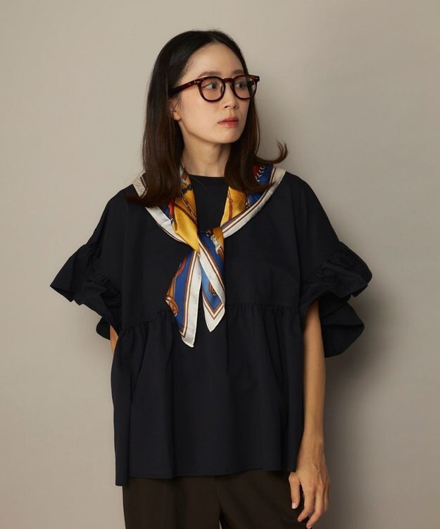 OP／FILA 【Ocean Pacific】らくティブ｜ティアード袖フレアカットソー ブラック