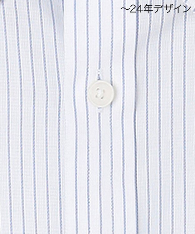 GOTAIRIKU 春夏向け【形態安定】SUMMERPREMIUMPLEATS_スナップダウンカラー 半袖ドレスシャツ(25年モデル) 白地×ネイビーストライプ