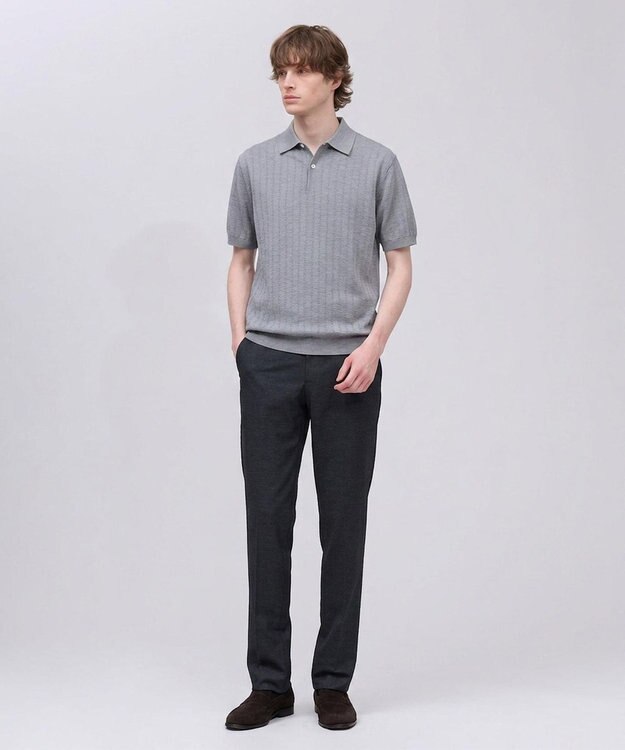 J.PRESS MEN 【オンオフ対応】シルクコットン ニットポロシャツ ライトグレー系