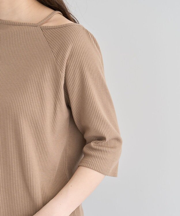 Green Parks ５分袖テレコリブプルオーバー Brown