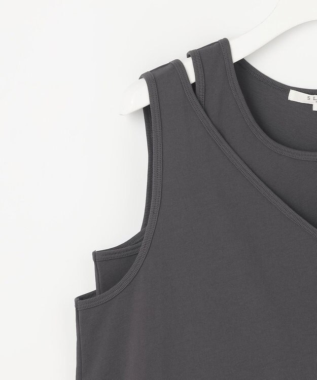 23区 L 【SLOW/一部店舗限定】ライトツイストコットン レイヤード タンクトップ グレー系