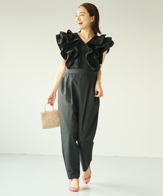 #Newans ラッフルフリルオールインワン ブラック