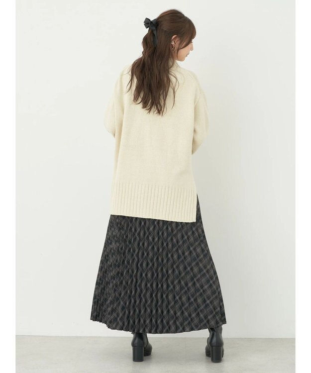 earth music&ecology アンチピリングリブハイネックチュニック Ivory