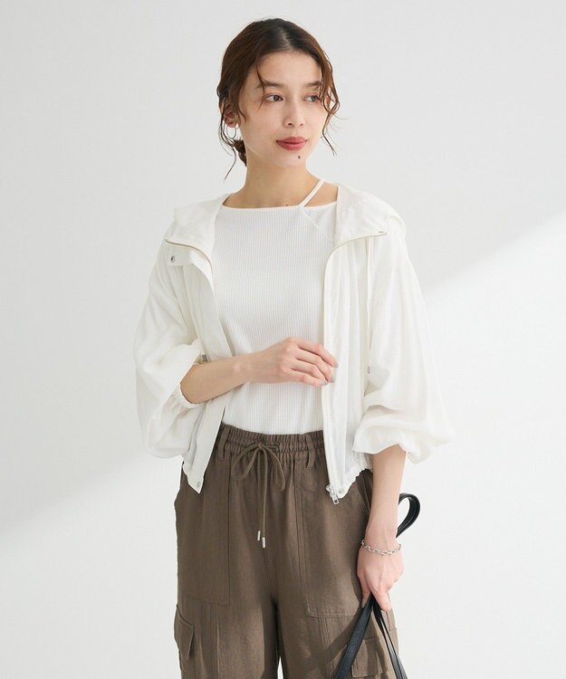 Green Parks ５分袖テレコリブプルオーバー Off White