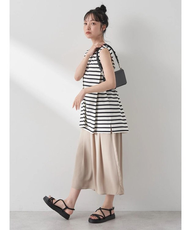 earth music&ecology ボクシーノースリーブチュニック Border