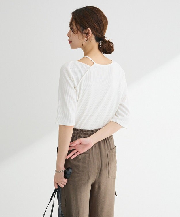 Green Parks ５分袖テレコリブプルオーバー Off White