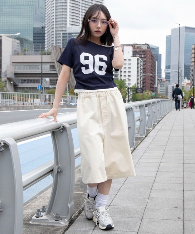 WEGO レイヤードドッキングワンショルちびT ネイビー
