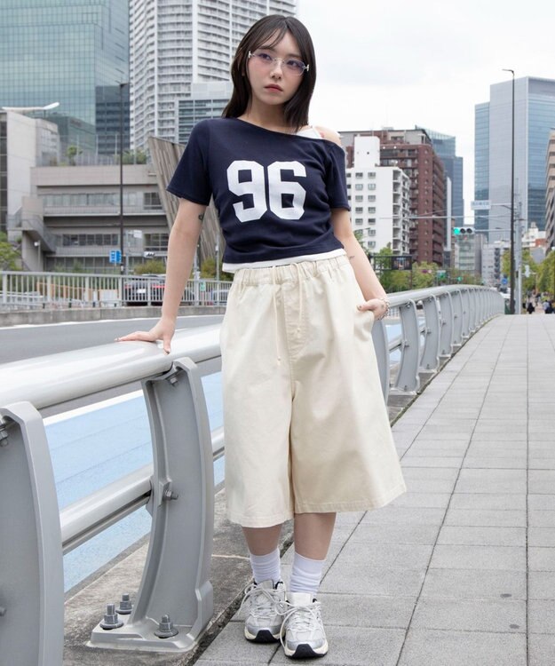 WEGO レイヤードドッキングワンショルちびT ネイビー