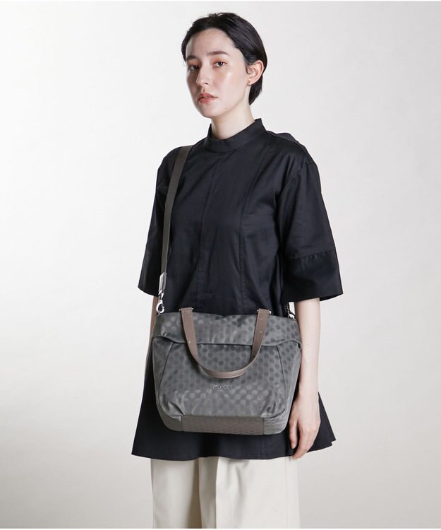 Y'SACCS Polka Dots 口折れ2wayトート Sサイズ グレー