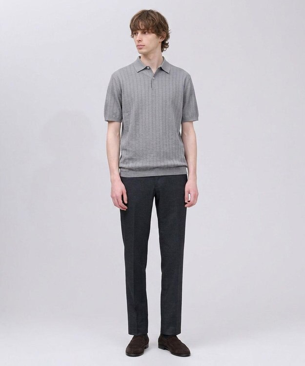 J.PRESS MEN 【オンオフ対応】シルクコットン ニットポロシャツ ライトグレー系