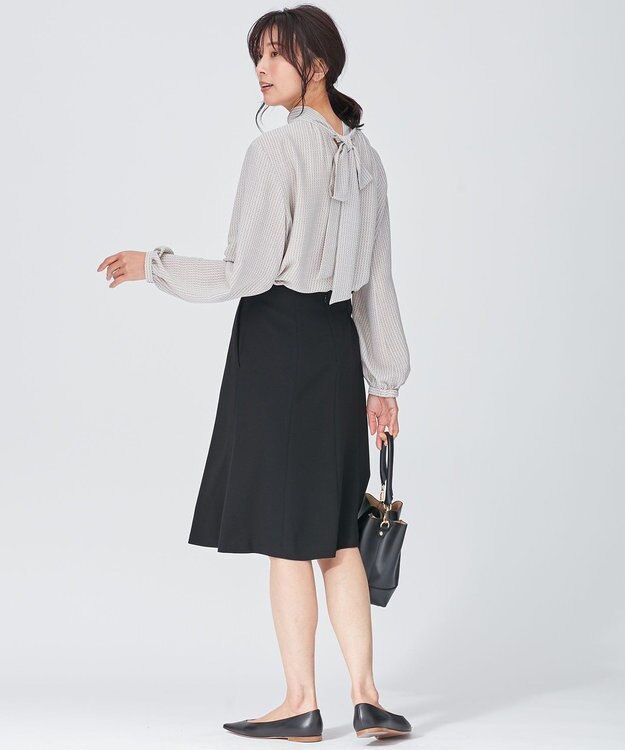 23区 トリアセダブルジョーゼット スカート ブラック系