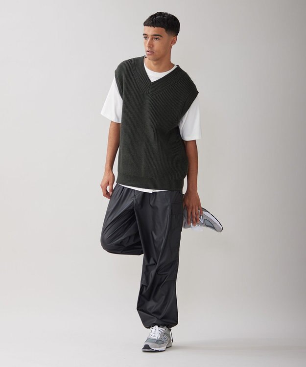 UNFILO MENS レザーライクカーゴパンツ [23年秋冬商品] ブラック