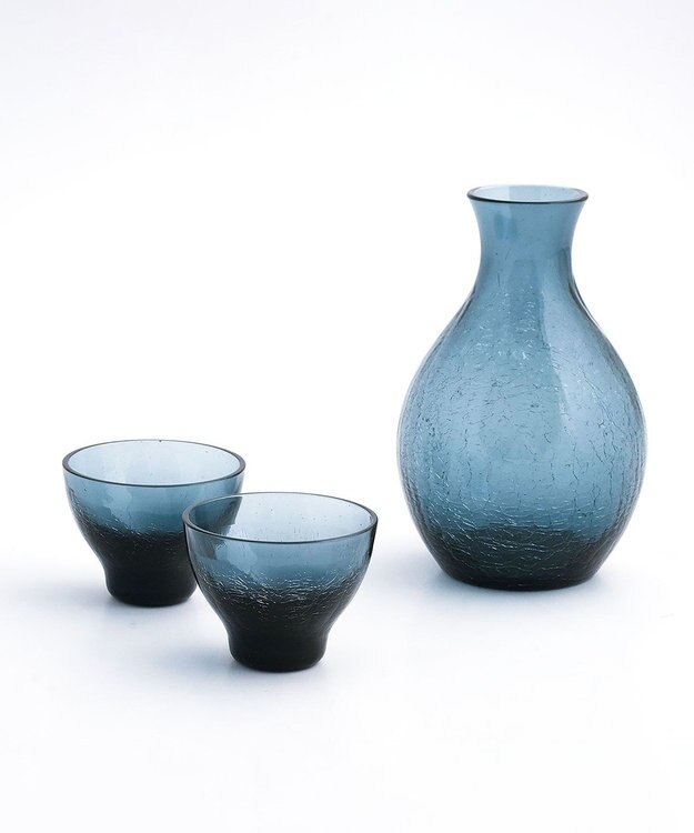 たち吉 【たち吉】ほのあかり 酒器揃〈徳利1本・盃2個〉 ブルー