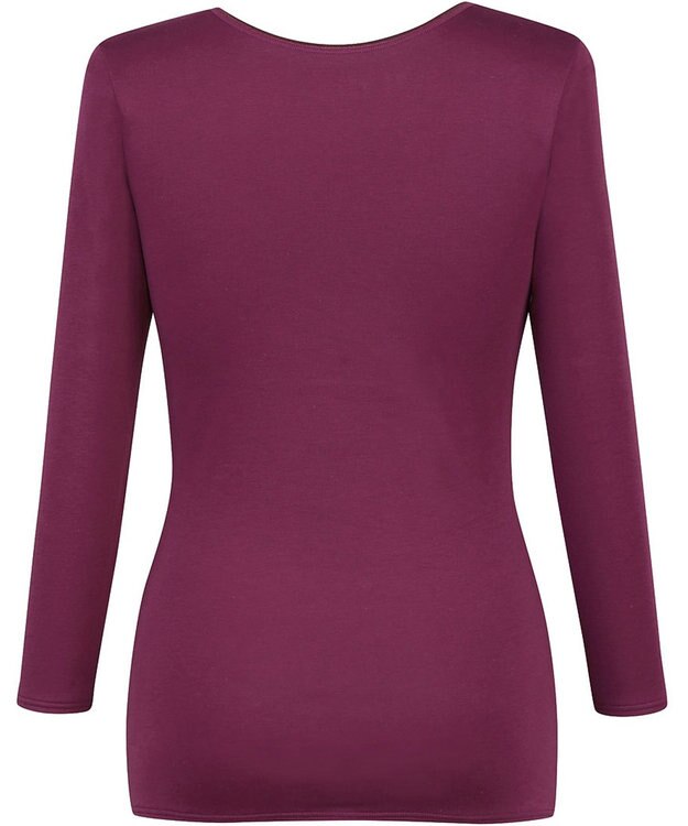 Wing あったかインナー 綿100％ やわらかな肌ざわり 毛玉になりにくい 型くずれしにくい 【綿の贅沢リッチ】 保温性 8分袖 長袖 秋 冬 EL4881 ウイング／ワコール ワイン