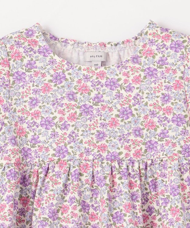 ANY KIDS カットソー サマー ワンピース オフホワイト×花柄
