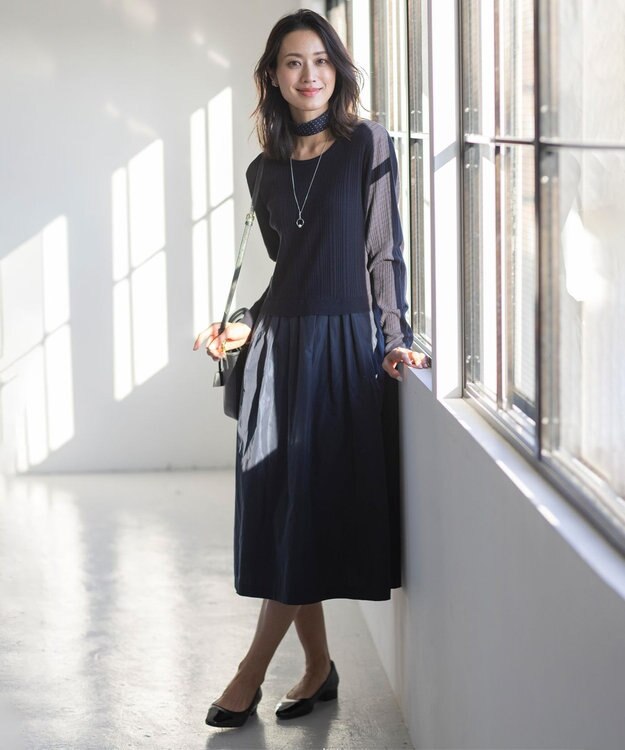 J.PRESS LADIES 小紋 プリント 剣先 スカーフ ネイビー系5