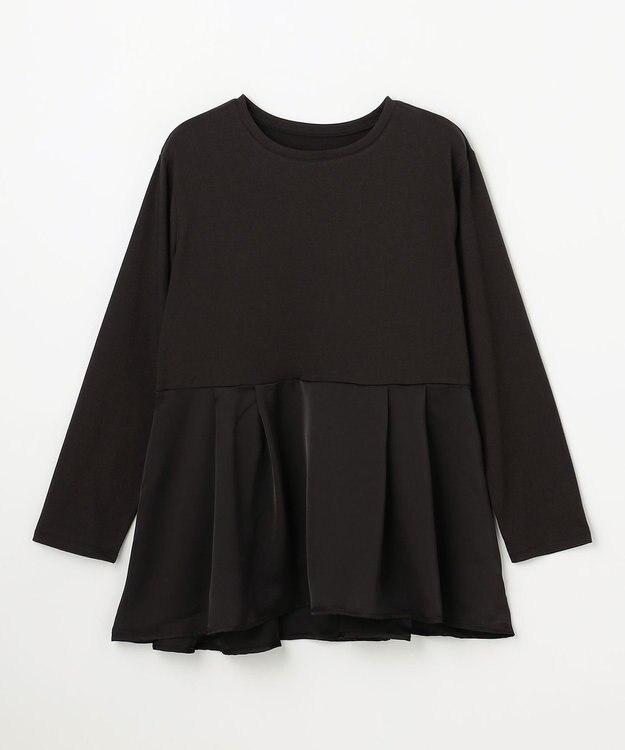 ANY L 【WEB限定】サテンコンビペプラムカットソー ブラック