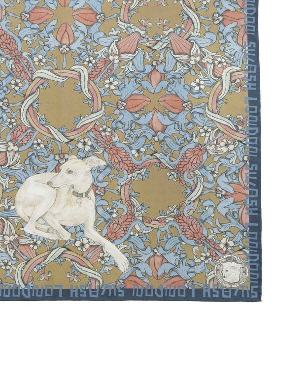 MOONBAT SWASH LONDON 大判シルクツイルスカーフ Tapestry 68×68cm 日本製 ディープブルー