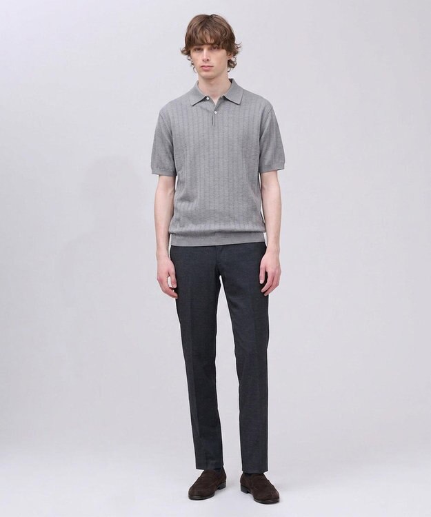 J.PRESS MEN 【オンオフ対応】シルクコットン ニットポロシャツ ライトグレー系