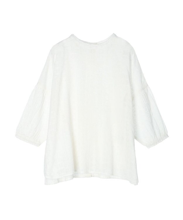 Green Parks インド綿 SET２点 刺繍７分丈ブラウス＋タンクトップ Off White