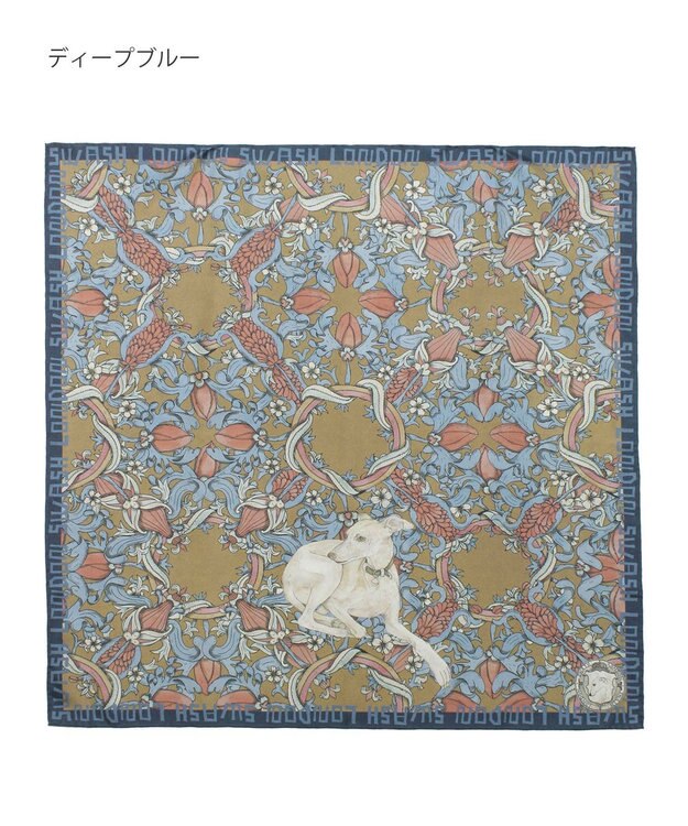MOONBAT SWASH LONDON 大判シルクツイルスカーフ Tapestry 68×68cm 日本製 ディープブルー