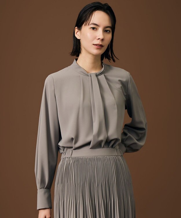 自由区 S 【人気素材・新色追加・カタログ掲載・セットアップ対応】ライトサテン ブラウス モカ