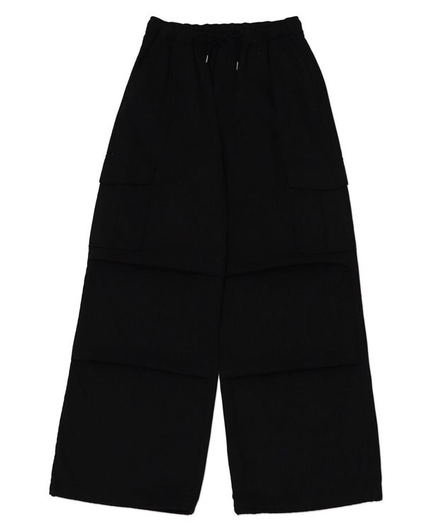 WEGO 【ウエストゴム/XSSMサイズ展開】ツイルイージーカーゴパンツ ブラック