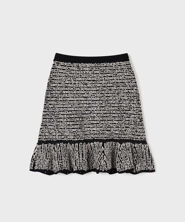 GRACE CONTINENTAL ツイードフレアニットスカート バイカラー