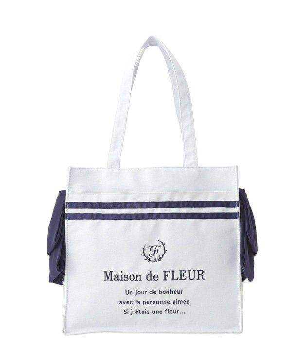 Maison de FLEUR マリンラインリボンスクエアトートバッグ Light Blue